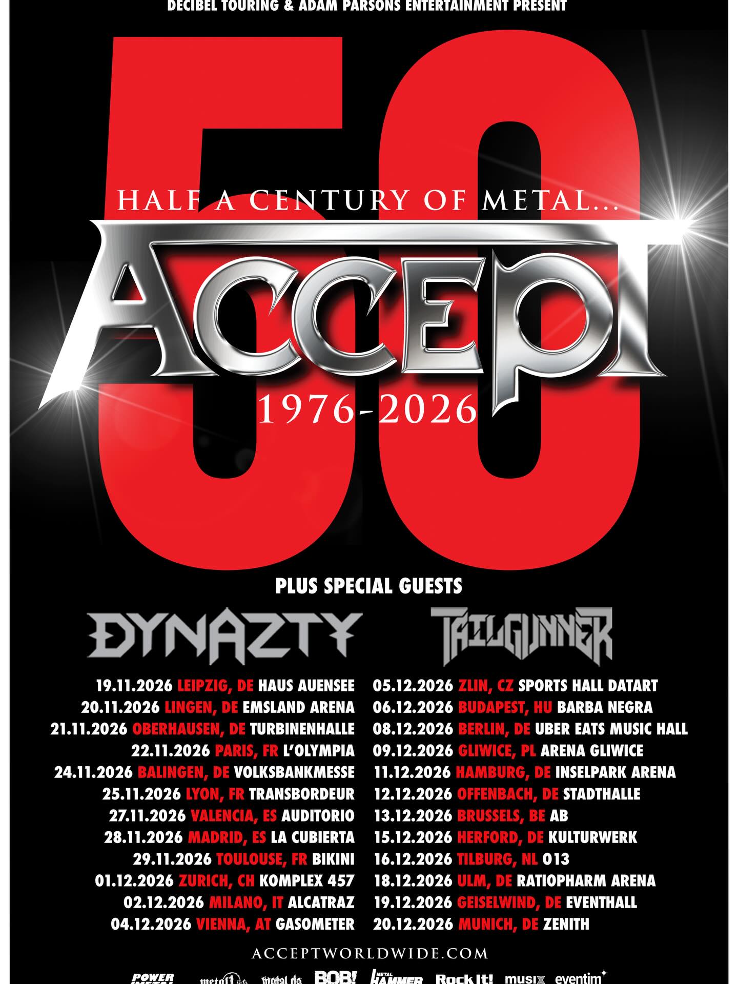 Tailgunner Half A Century Of Metal Tour Poster 2026